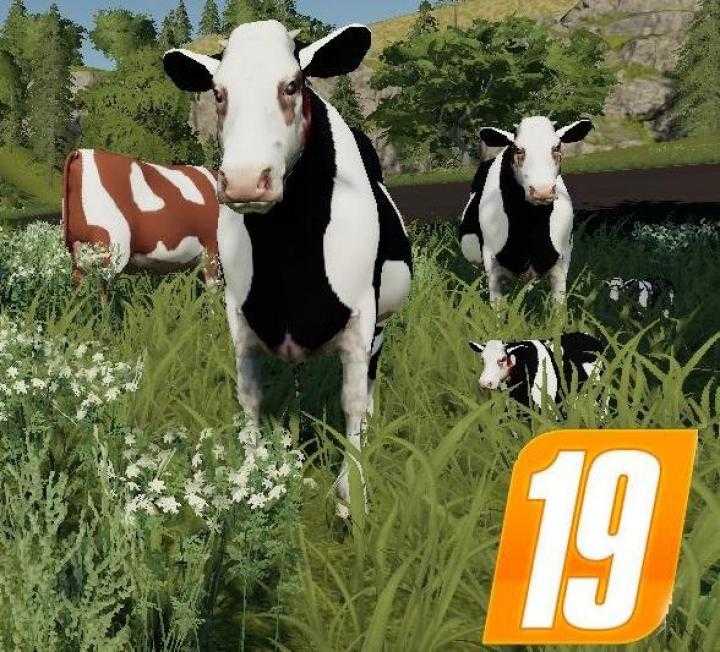 FS19 – Placable Cow Family For The Yard With Sound V1