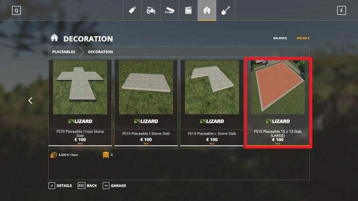 FS19 – Placeable Large Slab V1