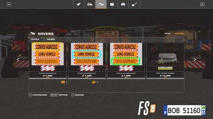 FS19 – Plaque Frontal 2 V2.5