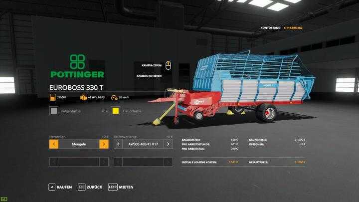 FS19 – Pottinger Euroboss 330 T V1.0.0.2