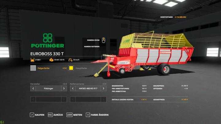 FS19 – Pottinger Euroboss 330 T V1.0.0.2