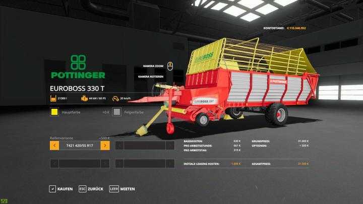 FS19 – Pottinger Euroboss 330 T V1.0.0.2