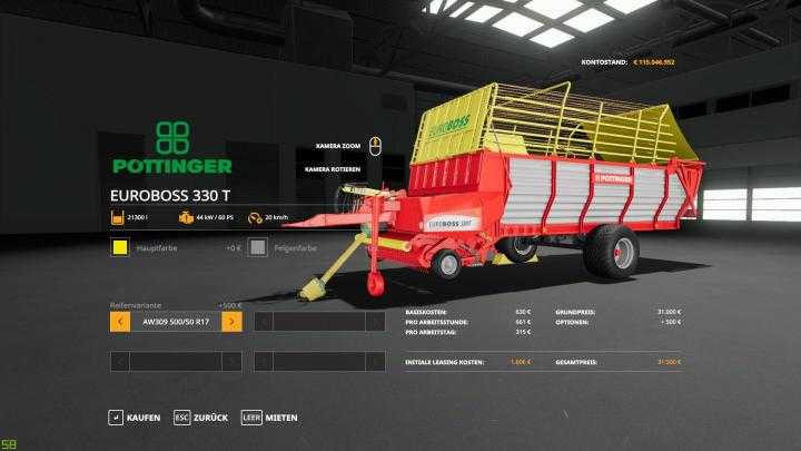 FS19 – Pottinger Euroboss 330 T V1.0.0.2