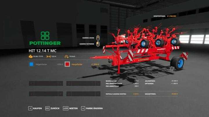 FS19 – Pottinger Hit1214T – Multicolor V1