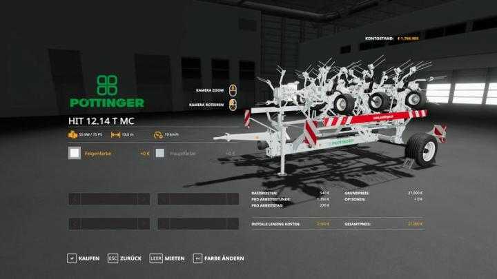 FS19 – Pottinger Hit1214T – Multicolor V1