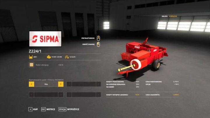 FS19 – Prasa Sipma Z224/1 V0.9