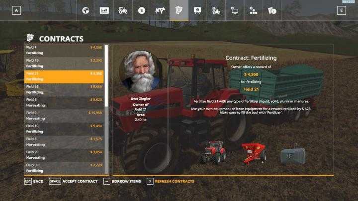 FS19 – Refresh Contracts V1.0.0.1