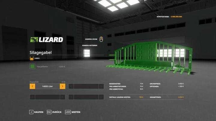 FS19 – Silage Fork With Capacity Selection And Color Choice V1.2