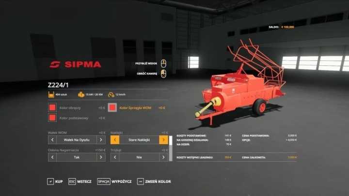 Sipma Z224 Czysty Log V1.0 FS19