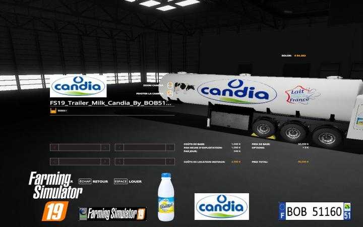 FS19 – Trailer Milk Candia By Bob51160 V1