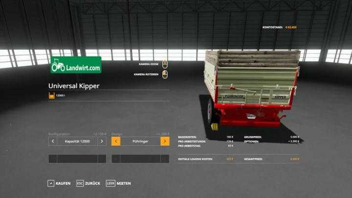 FS19 – Trailer Pack Universal 1 Achs Kipper V1