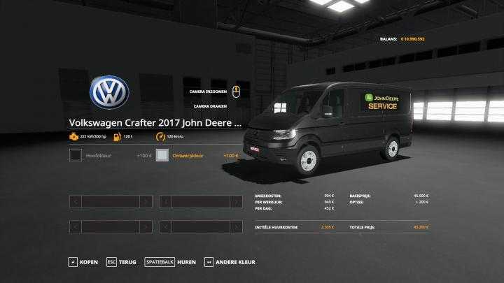 FS19 – Volkswagen Crafter 2017 John Deere Service V1.1