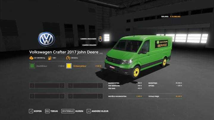 FS19 – Volkswagen Crafter 2017 John Deere Service V1.1