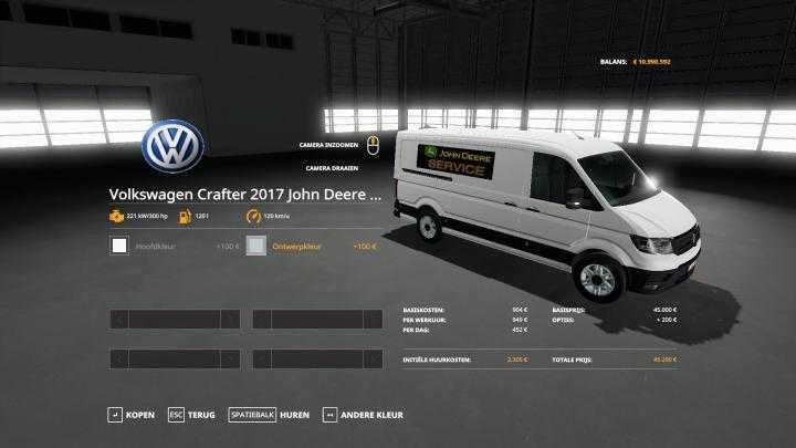 FS19 – Volkswagen Crafter 2017 John Deere Service V1.1