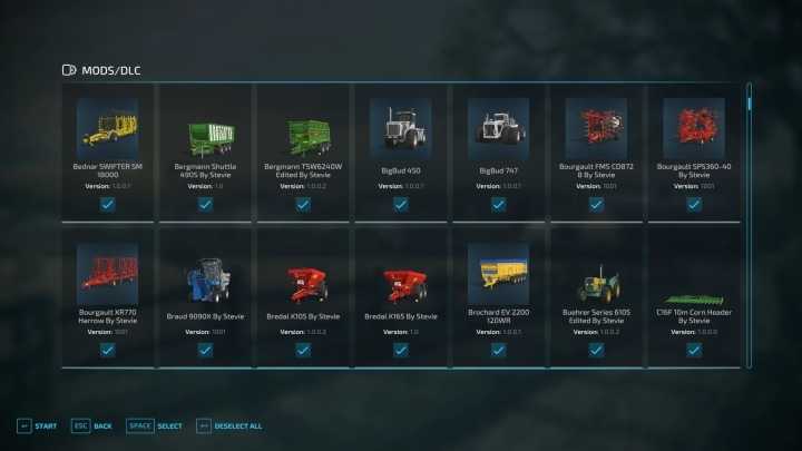 Full Mod List Pack 18/11/2022 FS22