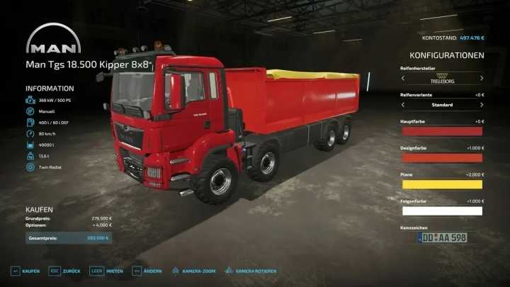 Man Tgs 18.500 Kipper Modified 8X8 V2.1 FS22