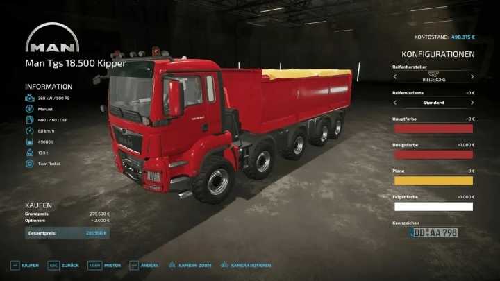 Man Tgs 18.500 Kipper Modified V2.2 FS22