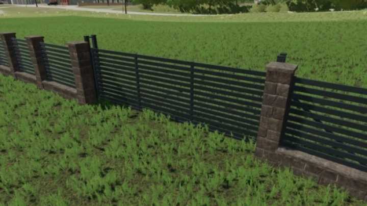 Rustic Brick And Metal Fence V1.0 FS22