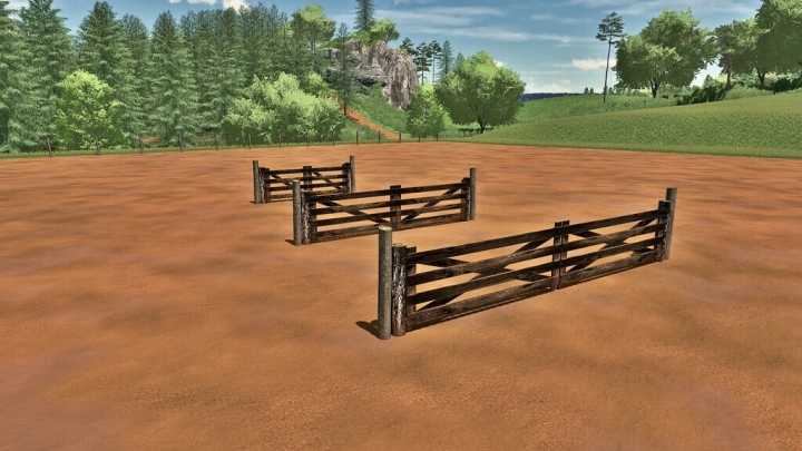 Barbed Wire Fence And Wooden Gate V1.0 FS22