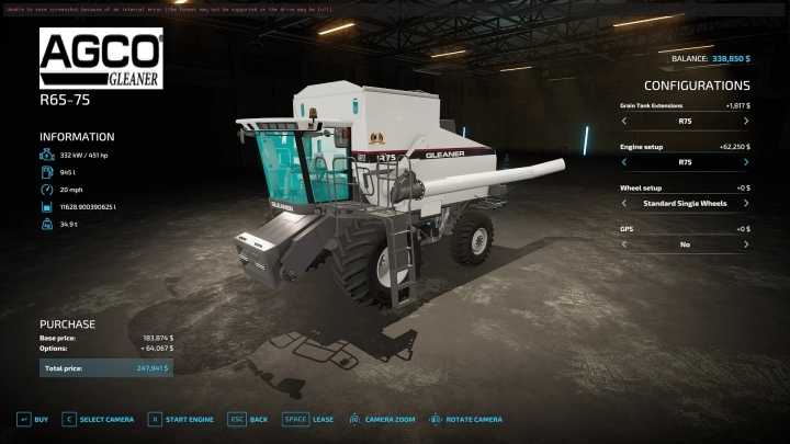 Gleaner R Series R75/R65 V1.2 FS22