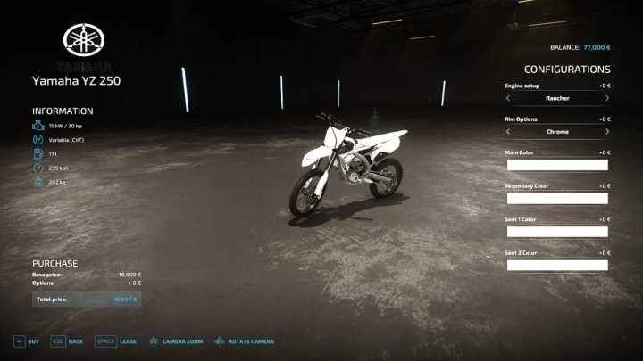 Yamaha Yz250 V1.0 FS22