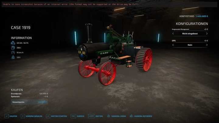 Case Ih 1919 Steam Tractor Beta V1.0 FS22