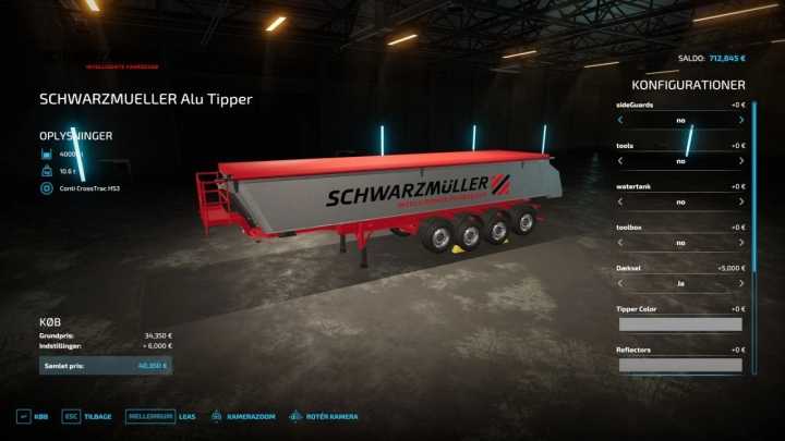 FS22 – Schwarz Mueller Alu 4 Axles Tipper Trailer V1.0