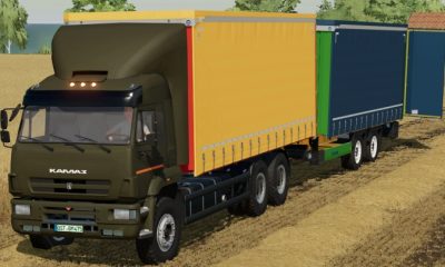 FS22 – Грузовик Kamaz 6520 с тентом и прицеп Krone Tandem Profiliner V1.0