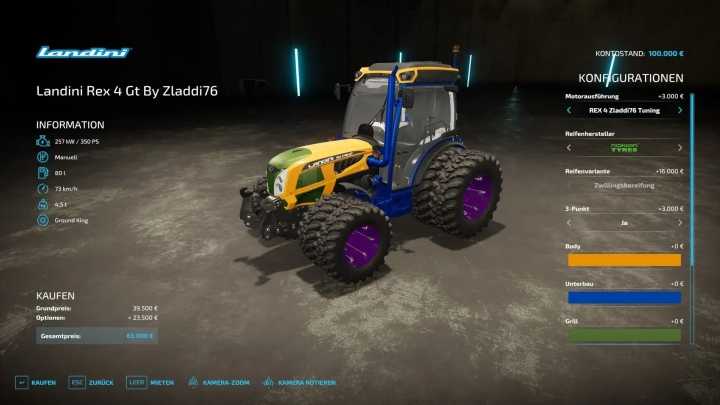 FS22 Landini Rex 4 Gt V1.0