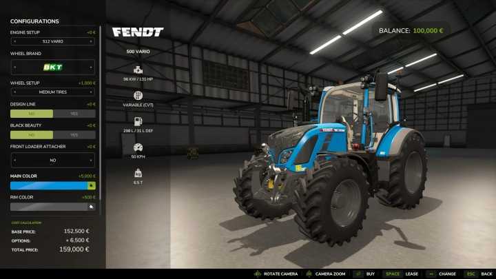 FS25 Fendt Vario 500 Wide Tires Multicolor V1.0