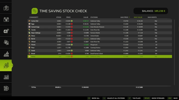 FS25 Time Saving Stock Check V1.0.0.1