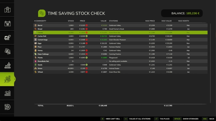 FS25 Time Saving Stock Check V1.0.0.1