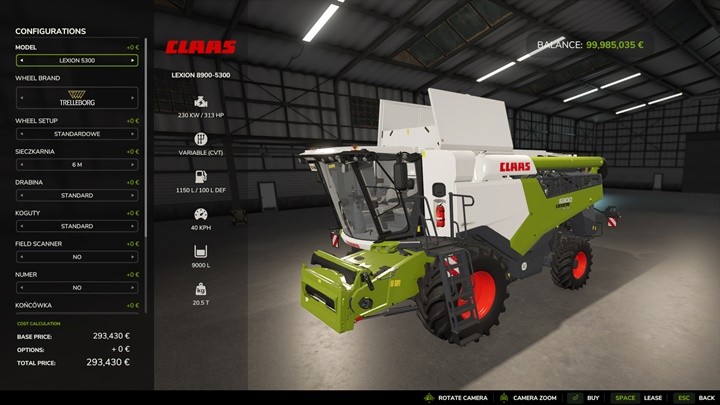 Claas Lexion 8900-5300 Harvester V1.0